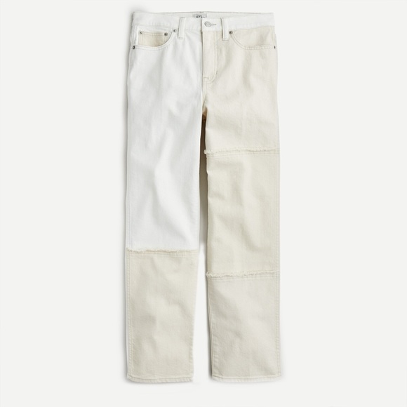 J.Crew Size 27 High Rise Classic Straight Leg Jean with Tonal Ivory Patches - Picture 2 of 8